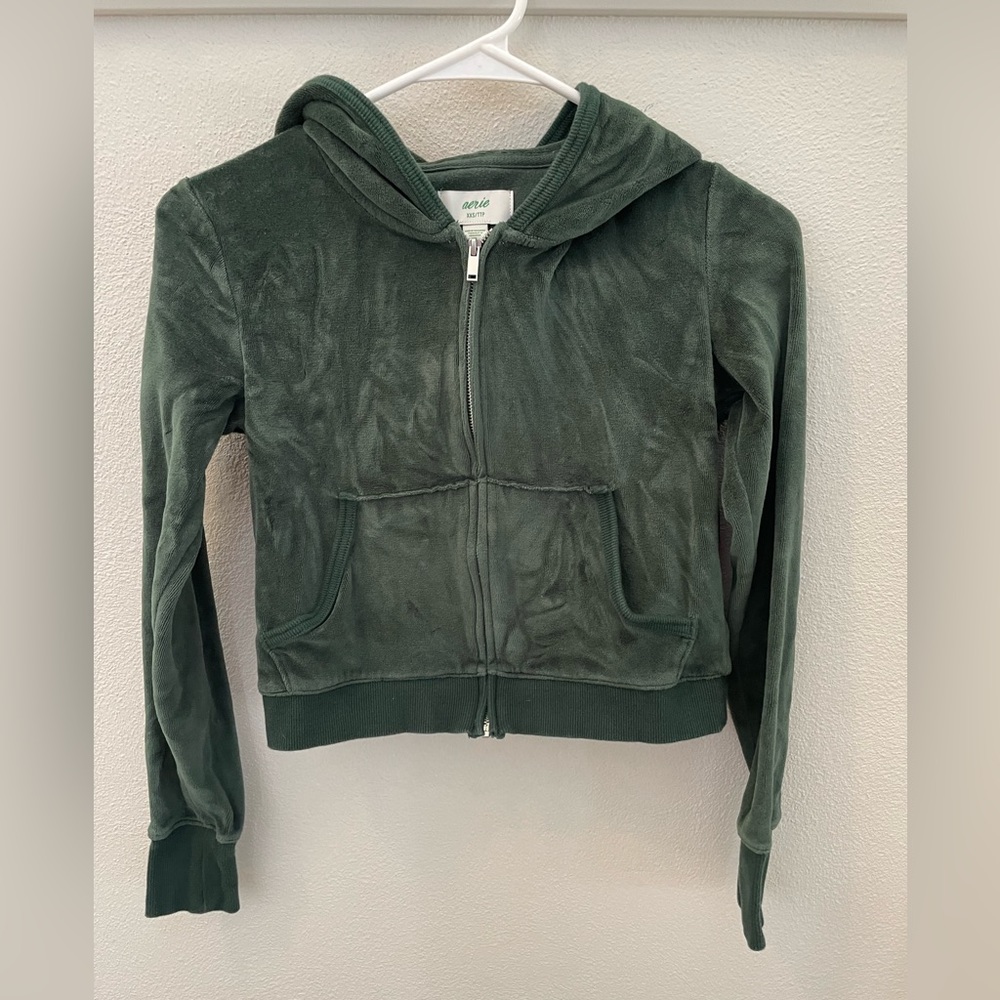 velvet zip up with hood